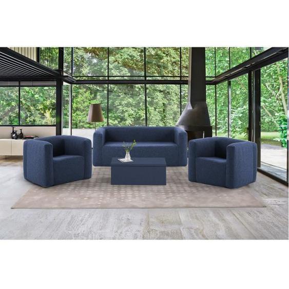 Table basse coffre Terracotta - TERRACOTTA - couleur bleu - Rectangulaire - Pliant - Salon