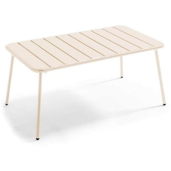 Table basse de jardin acier ivoire 90 x 50 cm Palavas Oviala