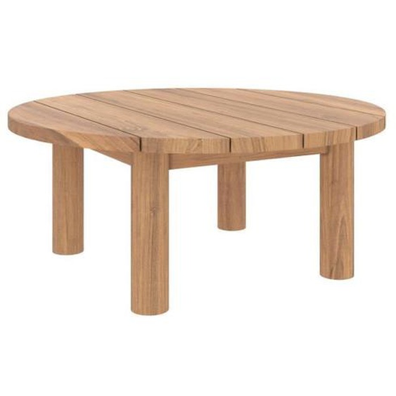Table basse ronde de jardin en bois de teck massif D80 cm -  Rendez-Vous Déco