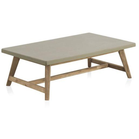 Table basse de jardin Bois/Ciment - TEGUISE - L 120 x l 70 x H 38 cm