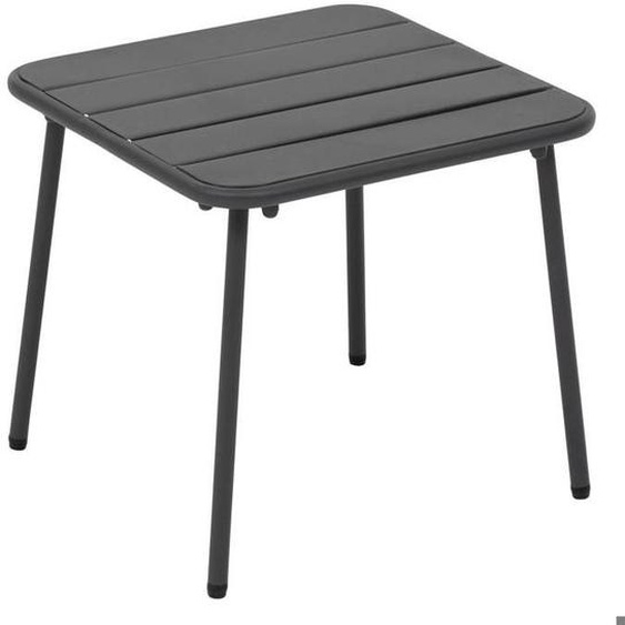 Table basse de jardin carrée Phuket graphite en acier traité en époxy - Graphite - Hespéride