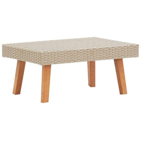 Table basse de jardin en résine tressée - Beige - 70 x 50 x 33 cm