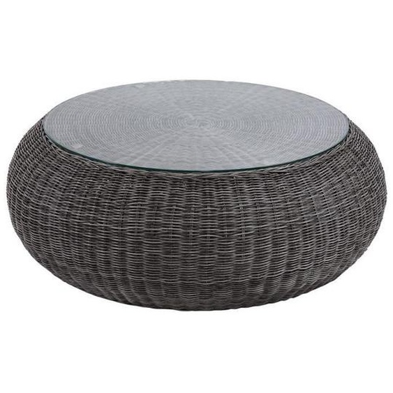 Table basse de jardin en résine tressée gris - WHITEHEAVEN
