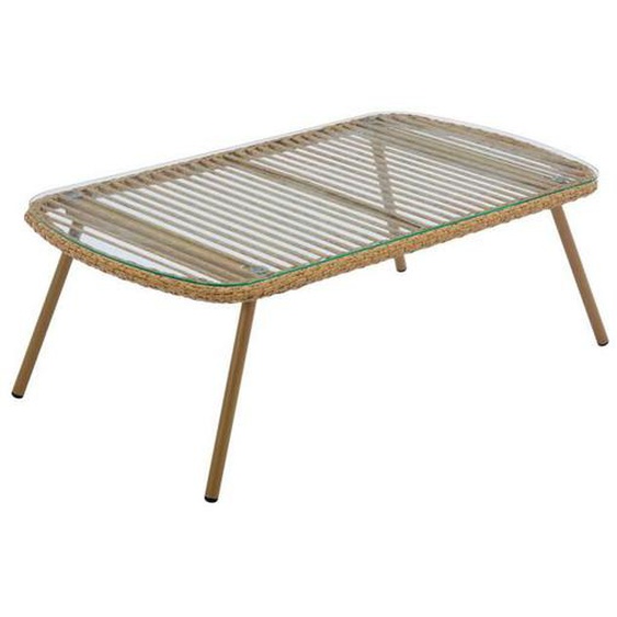 Table basse de jardin en résine tressée - Naturel clair - LOUSINI de MYLIA