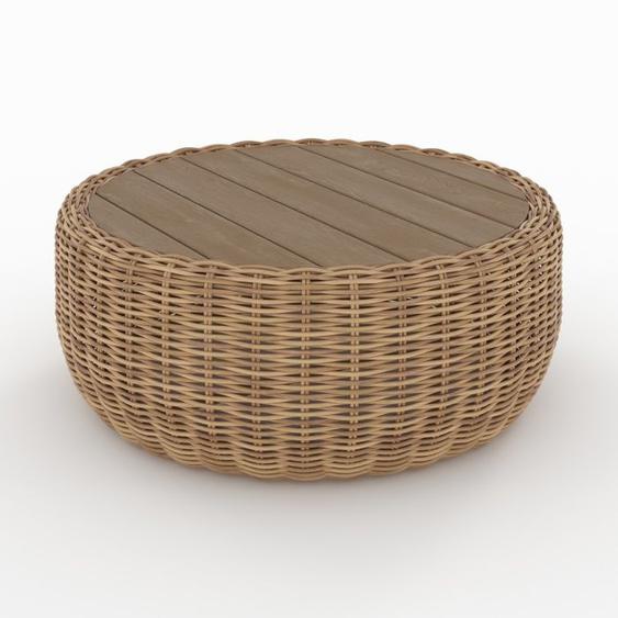 Table basse de jardin en rotin synthétique et bois - Sky - Rendez-Vous Déco