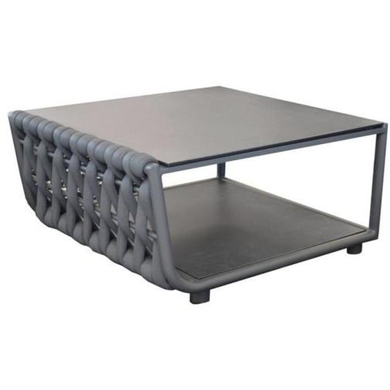 Table basse de jardin rectangulaire Hug alu tresse/veree+ceramique - anthracite