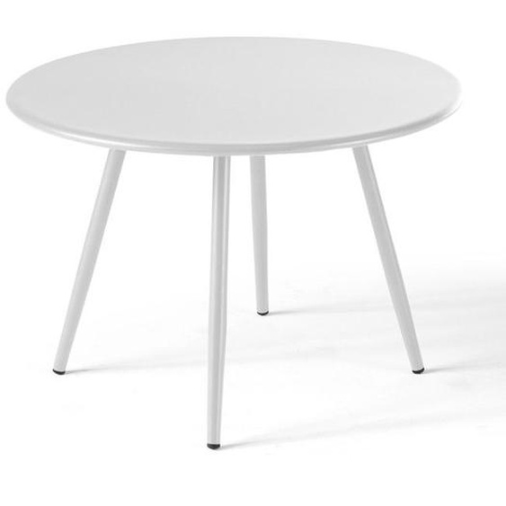 Table basse de jardin ronde en métal blanc 40 cm Palavas Oviala