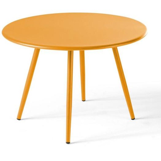 Table basse de jardin ronde en métal jaune 40 cm
