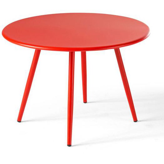 Table basse de jardin ronde en métal rouge 40 cm Palavas Oviala