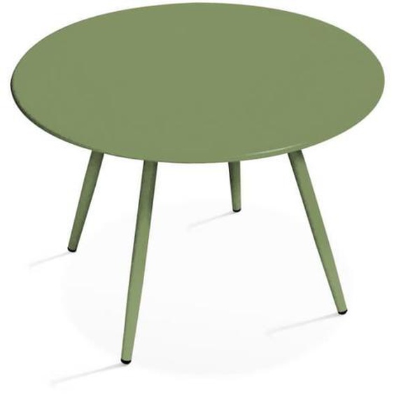 Table basse de jardin ronde en métal vert cactus 50 cm