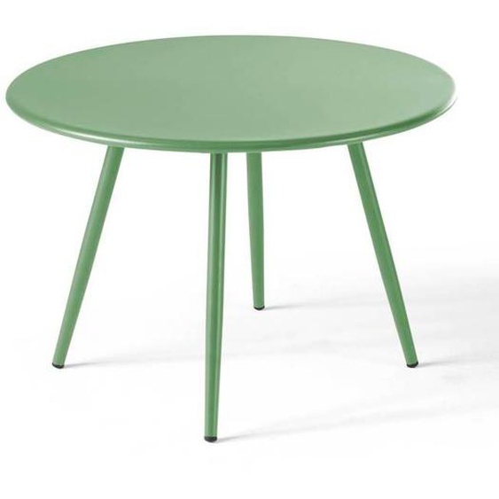 Table basse de jardin ronde en métal vert cactus 50 cm Palavas Oviala