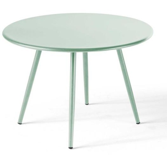 Table basse de jardin ronde en métal vert sauge 50 cm Palavas Oviala
