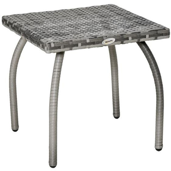 Table basse de jardin style cosy chic OUTSUNNY - carré 45cm - résine tressée imitation rotin gris