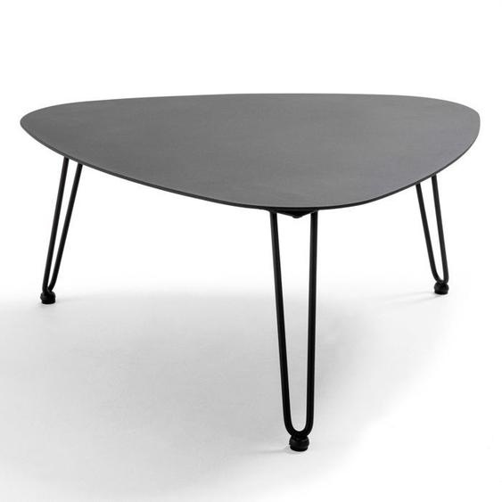 Table basse de jardin triangulaire en aluminium noir - Oviala