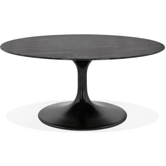Table basse de salon GOST MINI en verre effet marbre noire et ronde