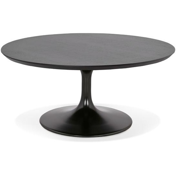 Table basse de salon ronde BUSTER MINI en bois et métal noir - Ø 90 cm