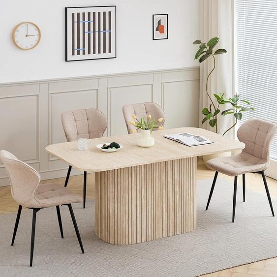 Table basse de style nordique - Rectangulaire - Bois massif - Style minimaliste et moderne - 160 × 90 cm - Finition bois jaune