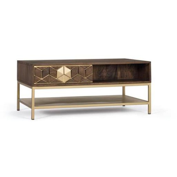 Table Basse - DECORATION DAUTREFOIS - Manguier - Bois et Fer - 100x60x43cm - Style Industriel
