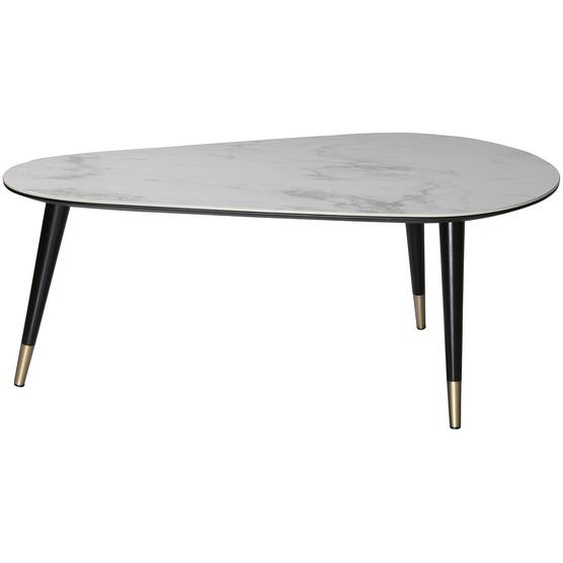 Table basse design effet marbre avec pieds bois et or ALLURE