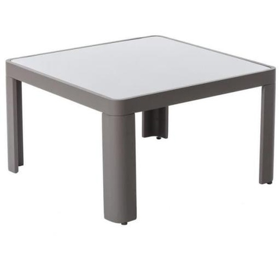 Table basse dextérieur en aluminium et verre gris - TOUSMESMEUBLES - Flores - Carré - 70x70x40 cm