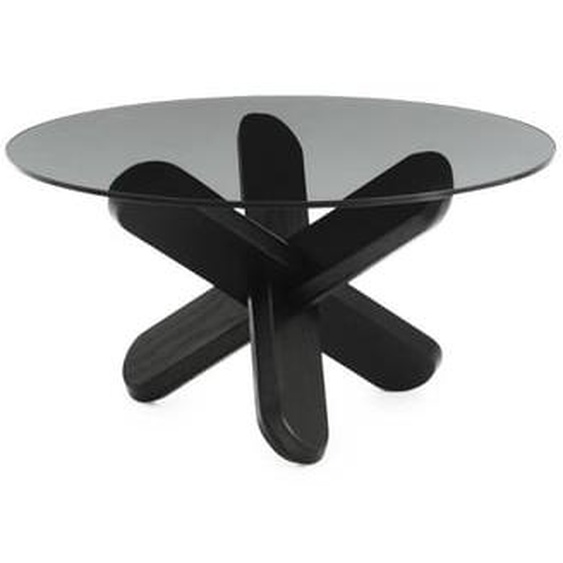 Table basse Ding - verre fumé - chêne noir