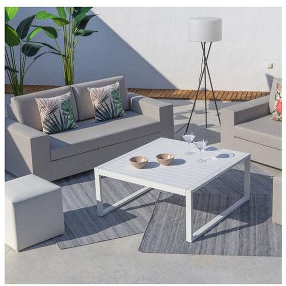 Table basse en Aluminium Blanc 100 cm - NIHOA -