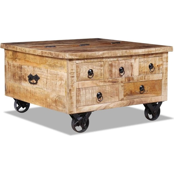 Table basse Bois de manguier brut 70 x 70 x 40 cm