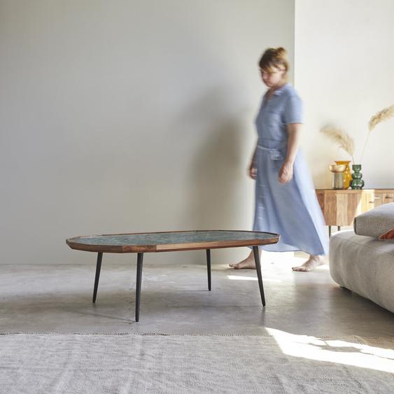 Table basse en bois de palissandre et marbre 120 x 60 Jade