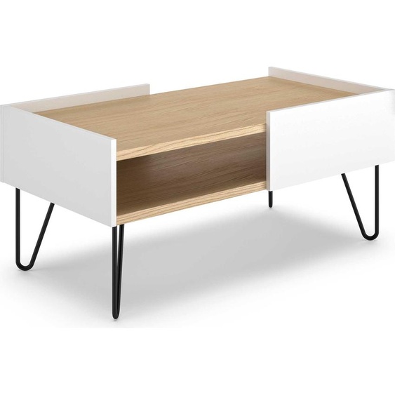 Table basse en chêne clair et blanc, 100 x 53 x 45