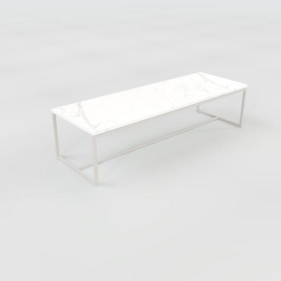 Table basse en marbre Blanc Carrara, design contemporain, bout de canapé luxueux et sophistiqué - 121 x 31 x 42 cm, personnalisable