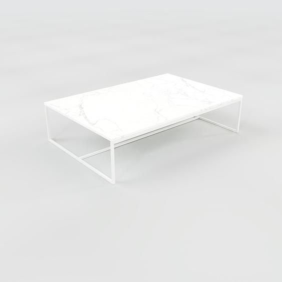 Table basse en marbre Blanc Carrara, design contemporain, bout de canapé luxueux et sophistiqué - 121 x 31 x 81 cm, personnalisable