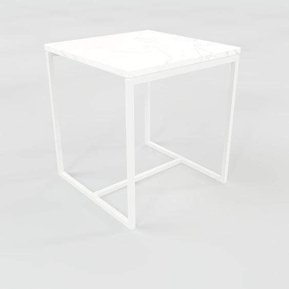 Table basse en marbre Blanc Carrara, design contemporain, bout de canapé luxueux et sophistiqué - 42 x 46 x 42 cm, personnalisable