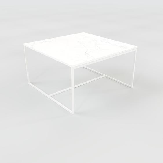 Table basse en marbre Blanc Carrara, design contemporain, bout de canapé luxueux et sophistiqué - 81 x 46 x 81 cm, personnalisable