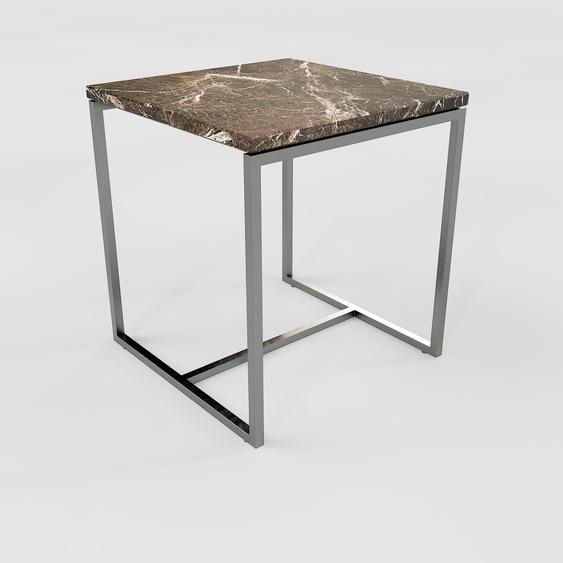 Table basse en marbre Marron Emperador, design contemporain, bout de canapé luxueux et sophistiqué - 42 x 46 x 42 cm, personnalisable