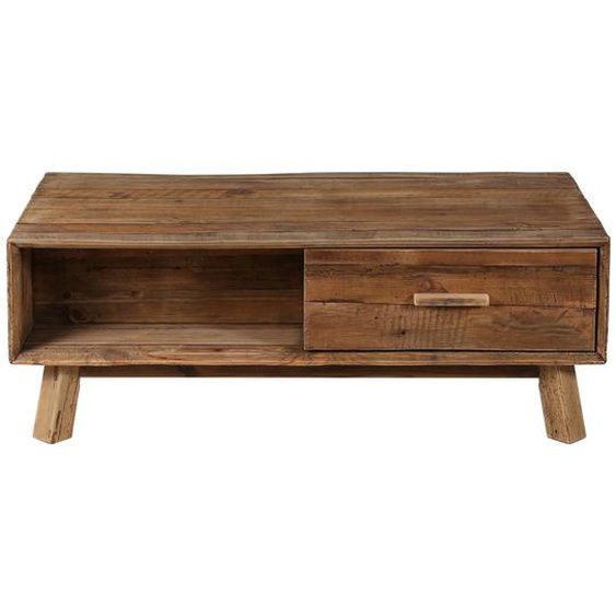Table basse en pin recyclé 2 tiroirs