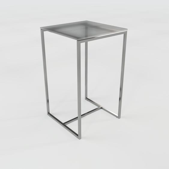Table basse en Verre fumé dépoli, design industriel, bout de canapé raffiné - 42 x 71 x 42 cm, personnalisable
