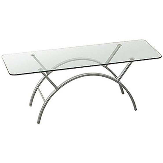 Table basse Eva - plateau Verre - pieds Gris - 122 x 51 cm