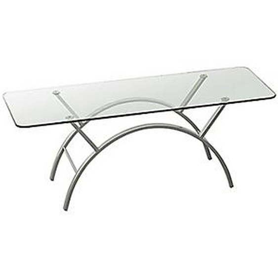 Table basse Eva - plateau Verre - pieds Gris - 122 x 51 cm