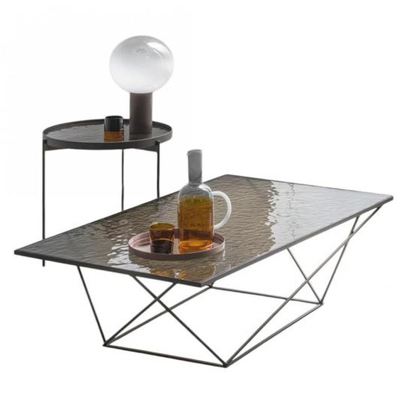 Table basse EVOQUE structure acier Bronze- plateau verre Bronze