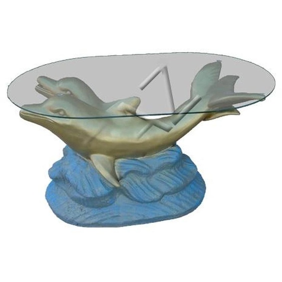 Table basse exclusive avec dauphins verre tables dappoint tables style antique poissons