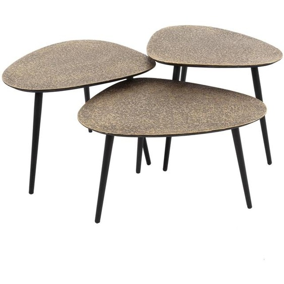 Table basse FURNLUX dorée métallisée et noire 58 cm (3 pièces) / Couleur principale : doré / Dimensions : 58 x 43 x 48 cm