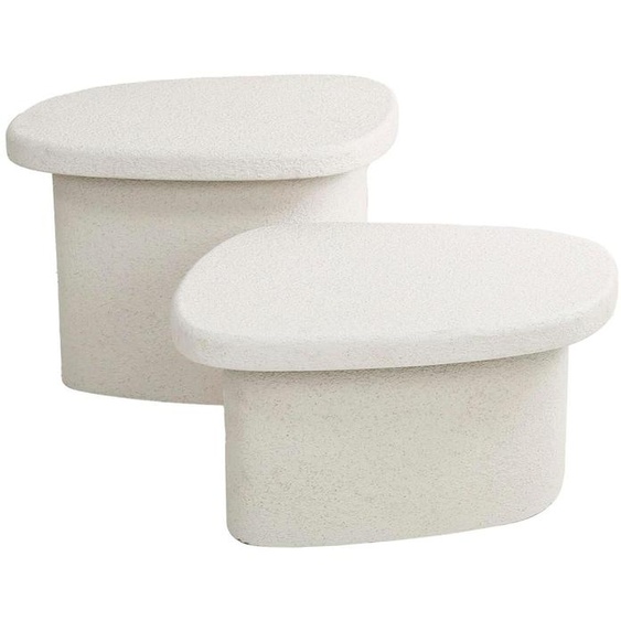 Table basse FURNLUX en pierre blanche 57 cm (2 pièces) / Couleur principale : blanc / Dimensions : 57 x 40 x 44 cm