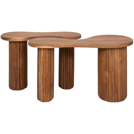 Table basse FURNLUX Fuse Acacia 80 cm (2 pièces) / Couleur principale : marron / Dimensions : 80 x 41 x 45 cm