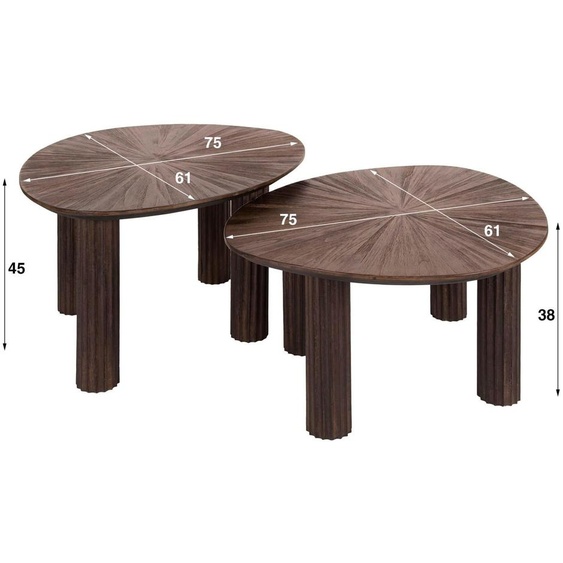 Table basse FURNLUX Maya Teck 75 cm (2 pièces) / Couleur principale : marron / Dimensions : 75 x 45 x 61 cm