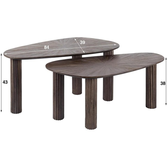 Table basse FURNLUX Maya Teck 84 cm (2 pièces) / Couleur principale : marron / Dimensions : 84 x 43 x 39 cm