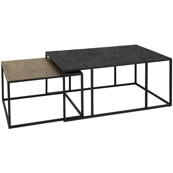 Table basse FURNLUX métallique noire et dorée 90 cm (2 pièces) / Couleur principale : noir / Dimensions : 90 x 40 x 60 cm