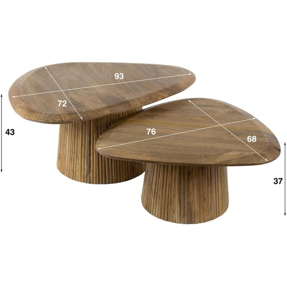 Table basse FURNLUX Wave Sand Brown 93 cm (2 pièces) / Couleur principale : marron / Dimensions : 93 x 45 x 72 cm