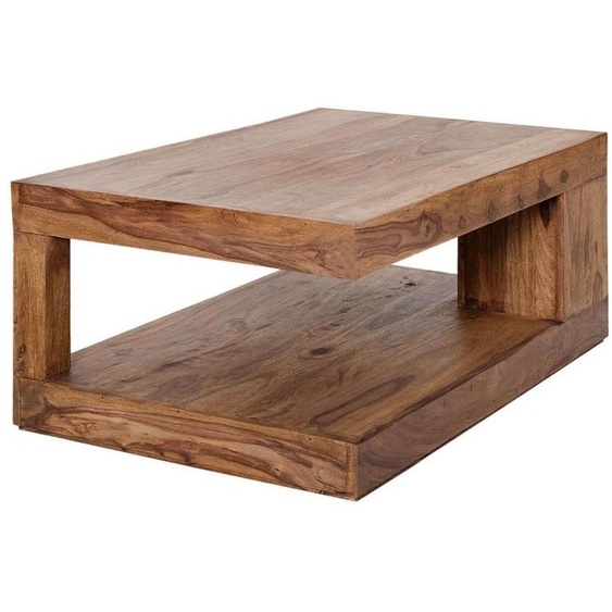 Table basse GRADI 90 cm en bois massif de Sheesham – Table basse rectangulaire avec rangement