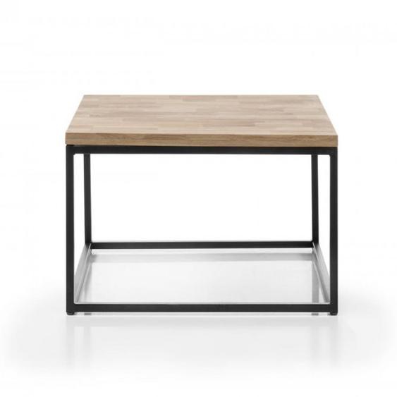 Table basse industrielle rectangulaire 70 cm SACY en chêne massif et métal