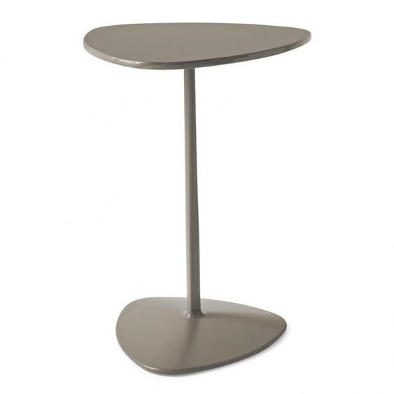 Table basse  ISLAND base métal plateau laqué grège